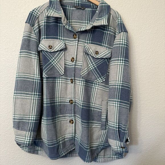 MembersMark Woman's Size 2XL Blue Plaid Heavy Shirt Jacket Shacket - Picture 1 of 6